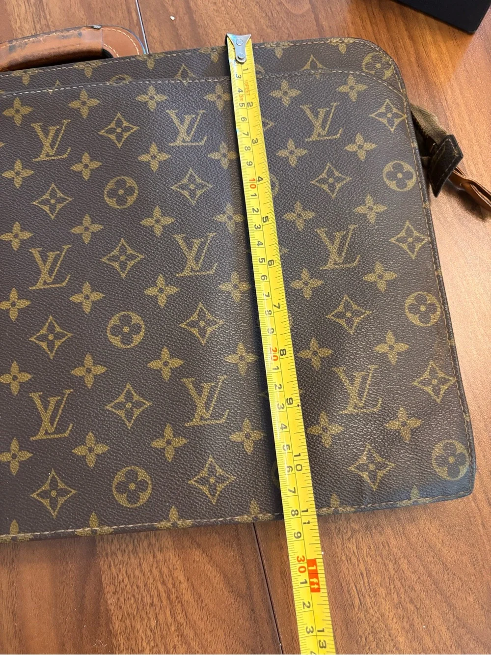 Louis Vuitton Monogram Canvas Briefcase with Tan Leather Handles